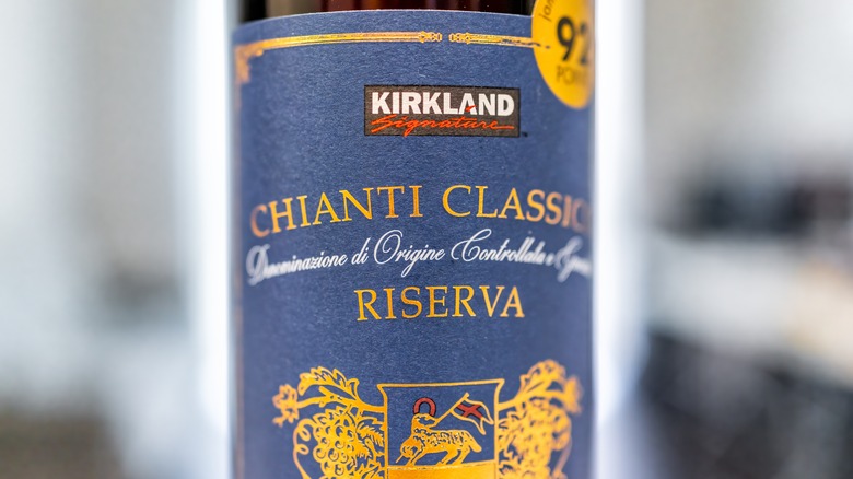 close up of chianti wine bottle label