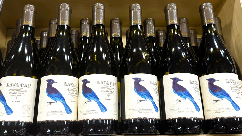bottles of wine on store shelf