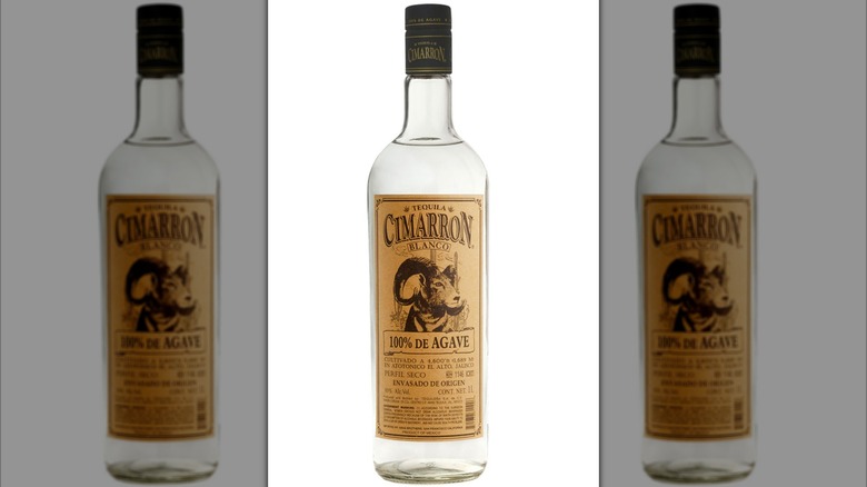 A close up of Cimarron Blanco tequila bottles