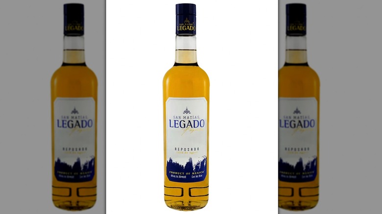 A bottle of San Matias Legado Reposado Tequila