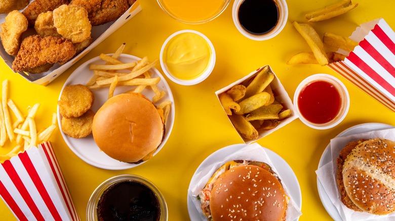 A selection of classic American fast food