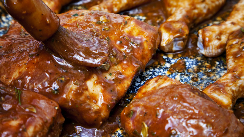 brush adds marinade to meat