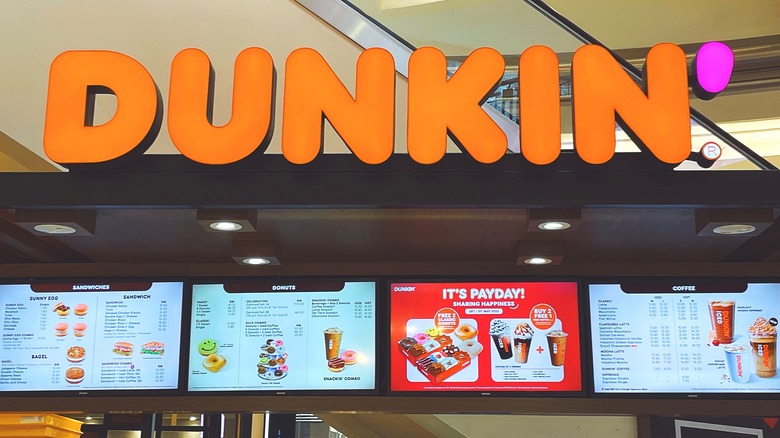 A Dunkin' donuts menu