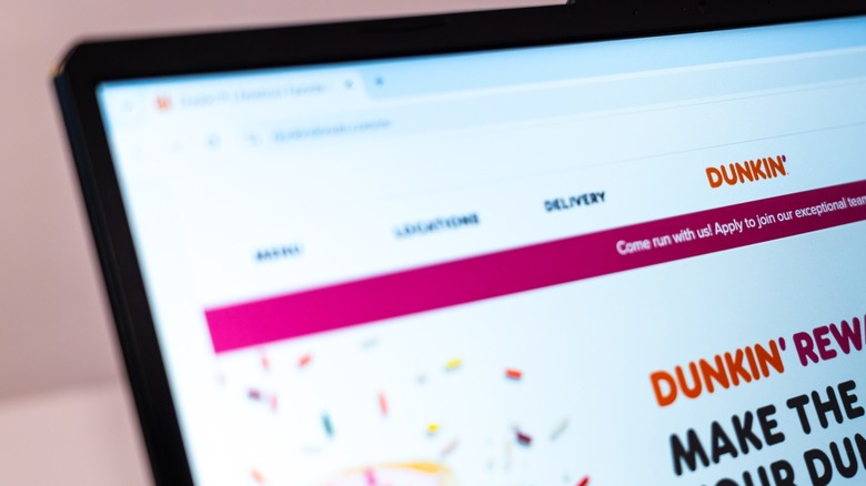 A Dunkin' rewards website screen on a computer