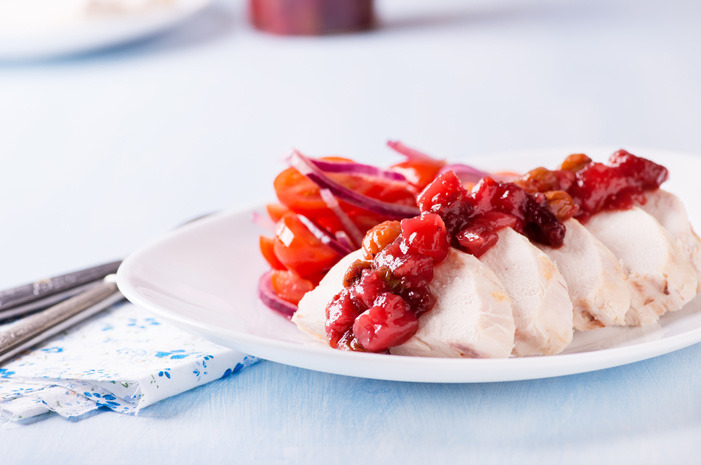 Baked Chicken Topped with Cranberry Sauce