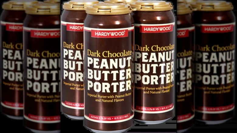 Several cans of Dark Chocolate Peanut Butter beer