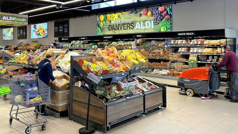 Aldi store interior showing the produce section