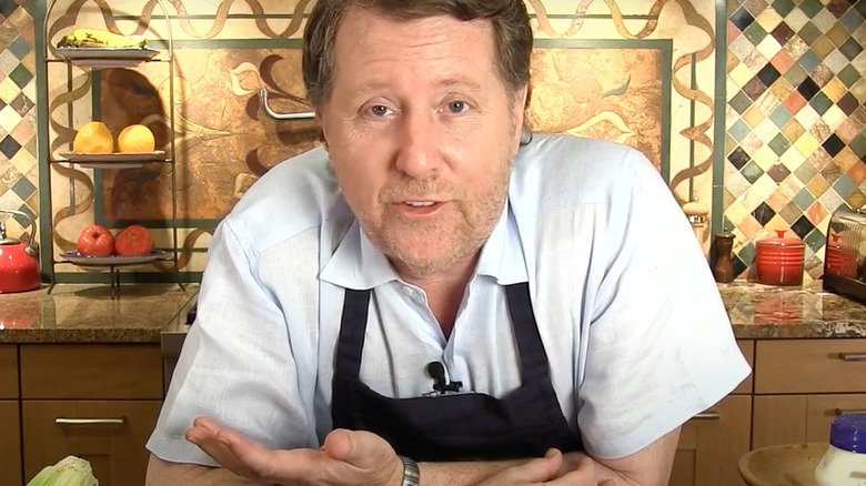 Celebrity chef David Rosengarten in a kitchen