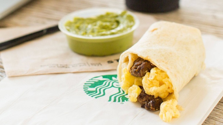 Steak, Egg, and Tomatillo Wrap