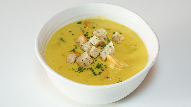A bowl of seafood chowder