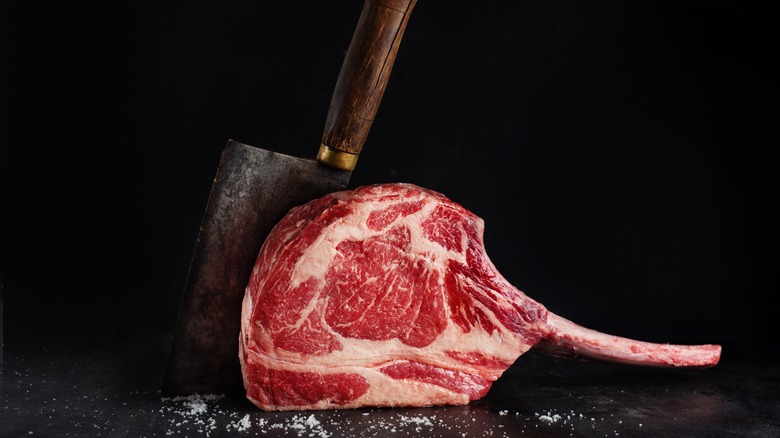 red meat with cleaver