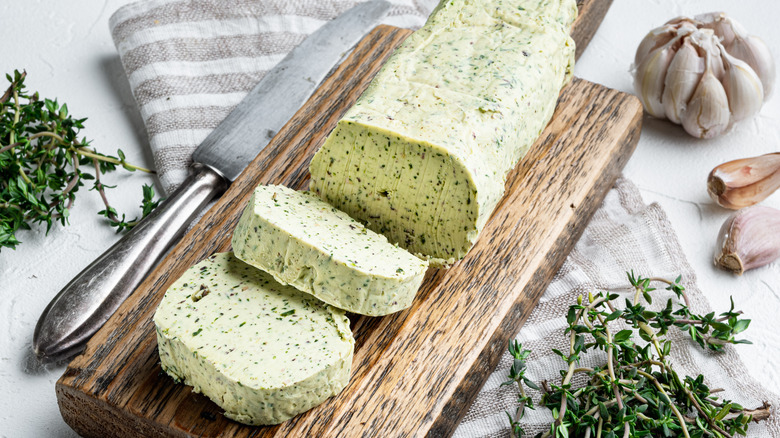 Compound butter on serving board