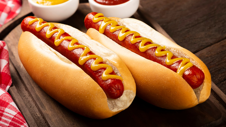 Two hot dogs