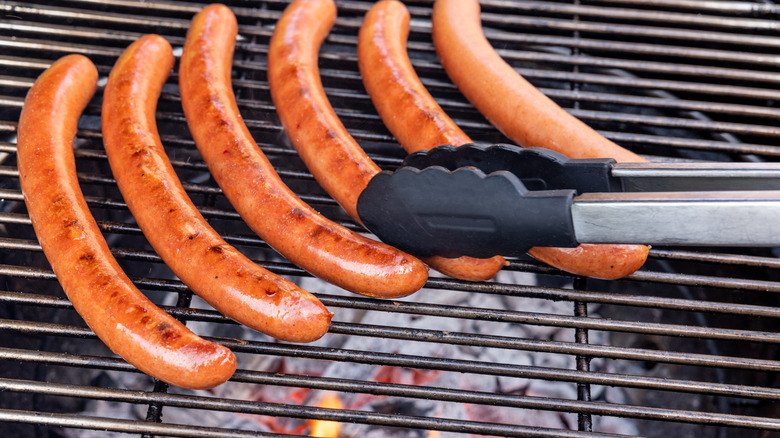 Hot dogs on the grill