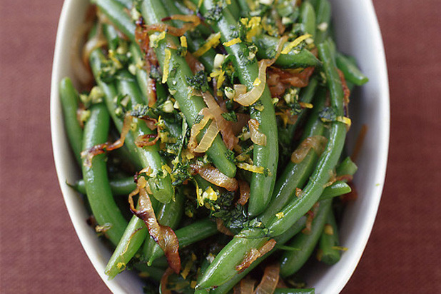 Green Beans with Caramelized Shallots and Gremolata 