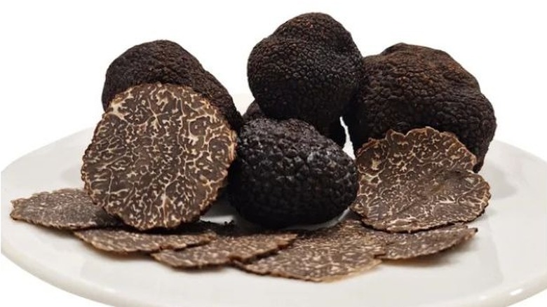 A bunch of black truffles