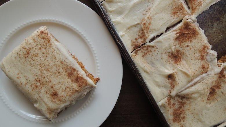 slice of pumpkin cream cheese cake
