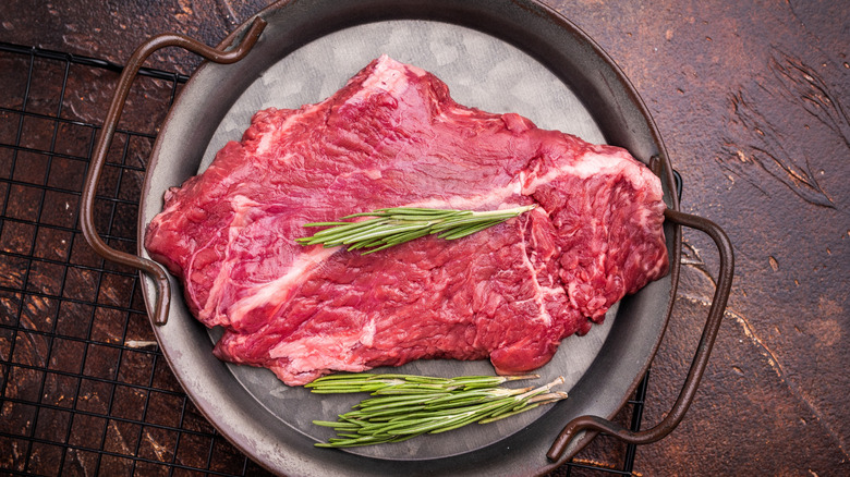 Raw hanger steak