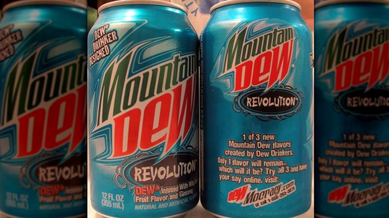 2 cans of Mountain Dew Revolution