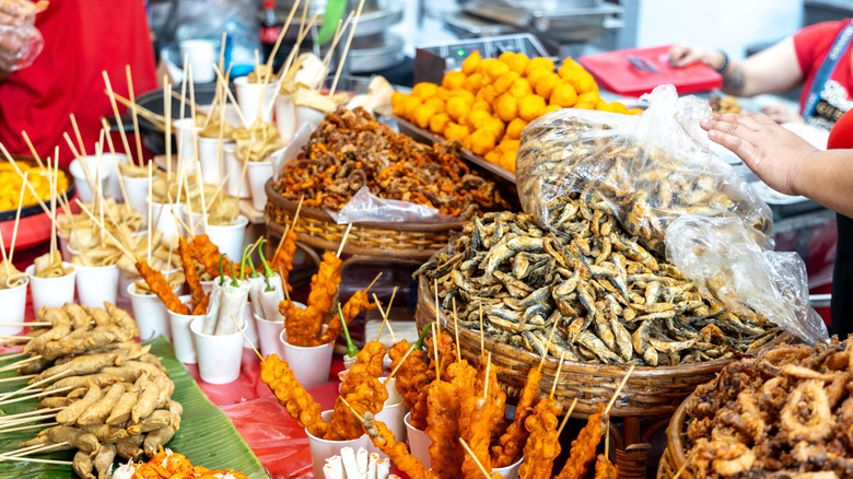 Selection of street food on sale in manila