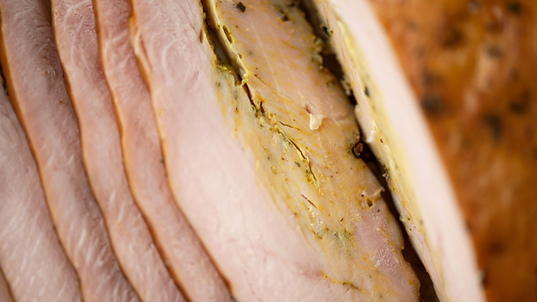 Slices of roasted turkey breast