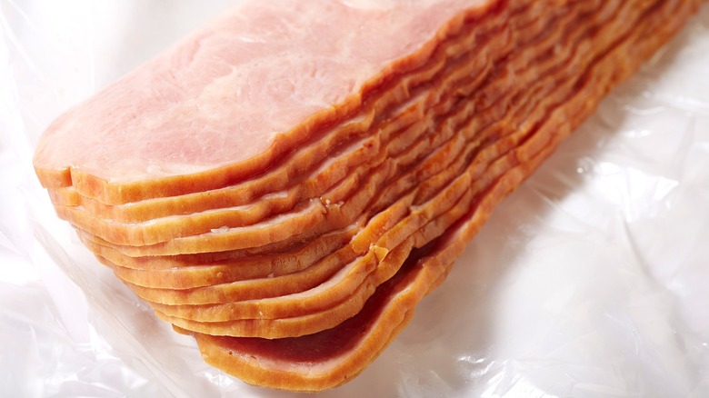 Uncured turkey bacon in a stack