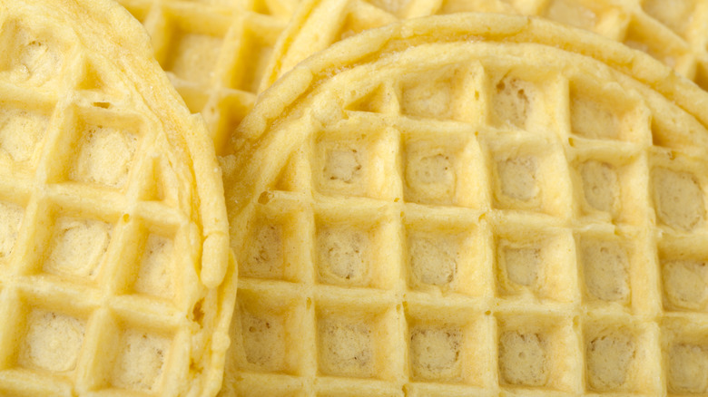 A close-up of a cooked frozen waffle