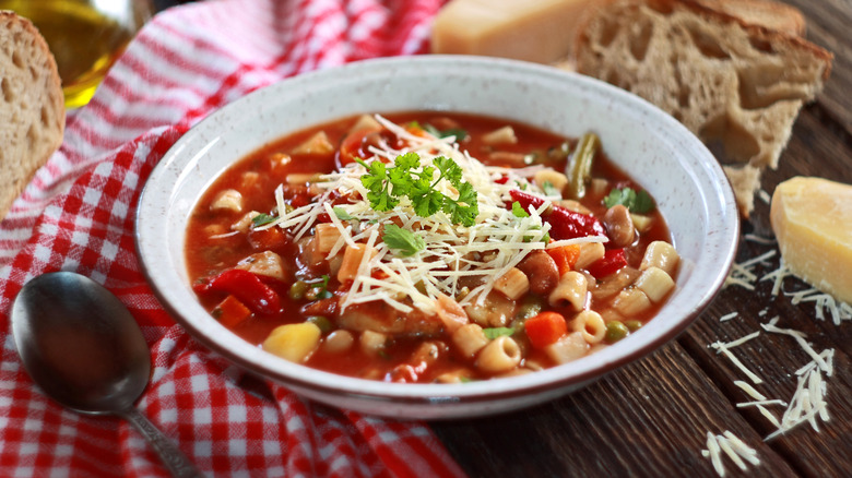 Bowl of minestrone soup
