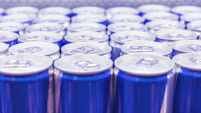 Several cans of Red Bull