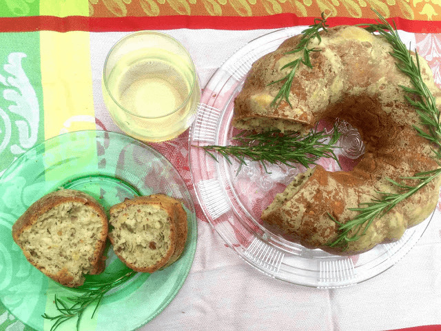 Riesling Rosemary Almond Savory Bundt Cake
