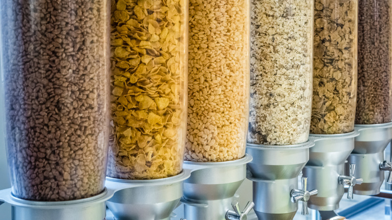 cereal dispensers with various types of cereals