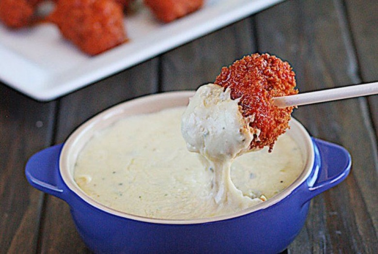 Buffalo Chicken Lollipops With Blue Cheese Fondue