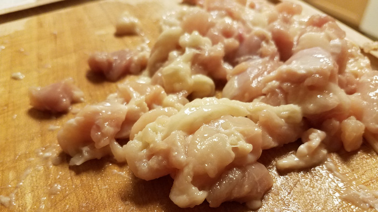 Slimy chicken on counter