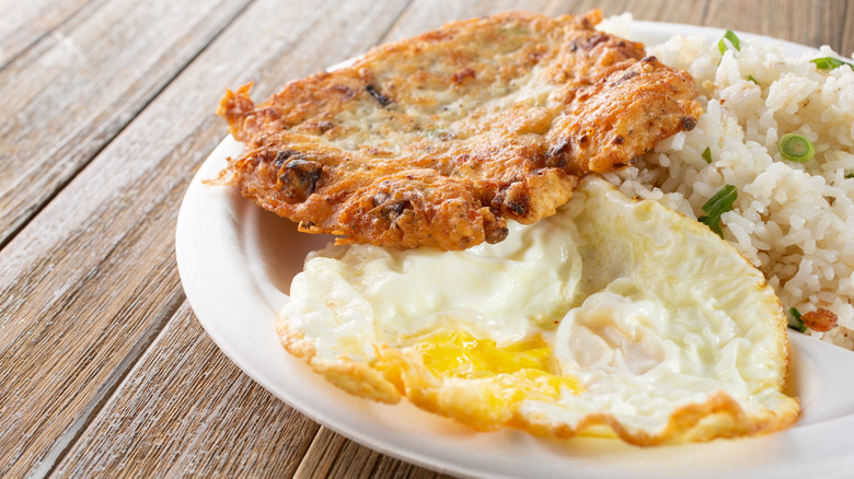 tortang carne norte with egg and rice