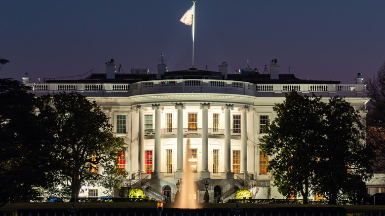 the White House at night