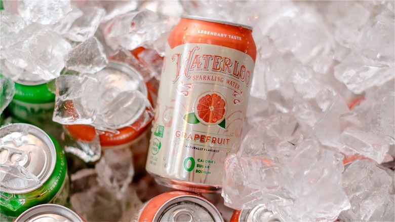 Cans of water on ice