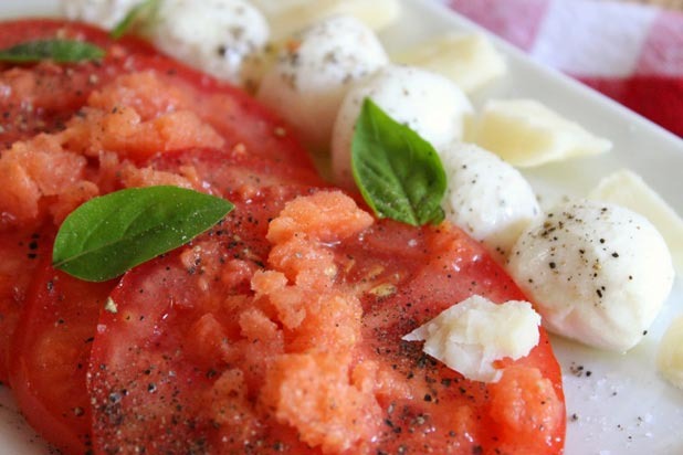 Caprese Salad with Tomato Granita Recipe
