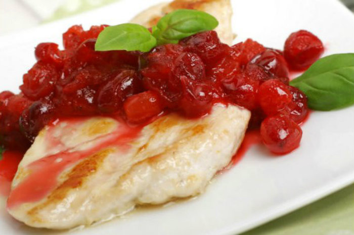 Baked Chicken Topped with Cranberry Sauce