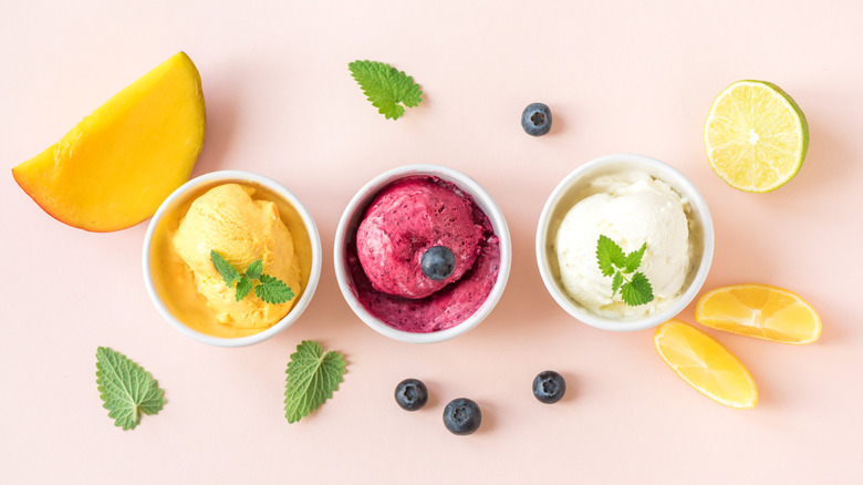 variety of fruit sorbets