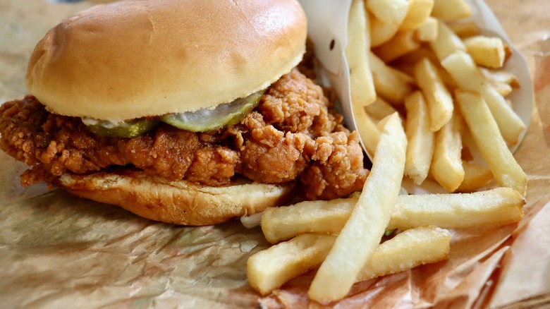 Burger King Ch'King sandwich with fries