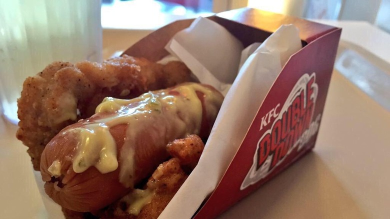 KFC Double Down Dog with sauce