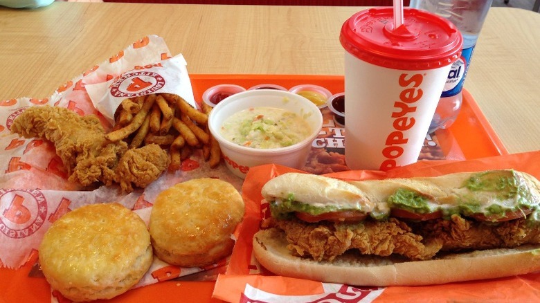 Popeye's meal with po'boy