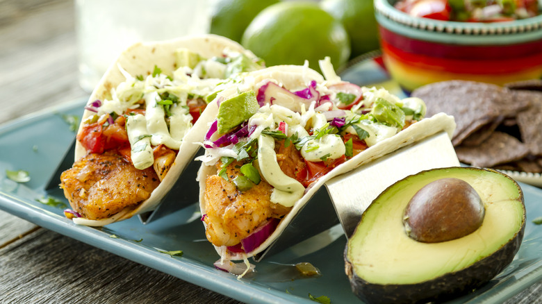Fish tacos with avocado