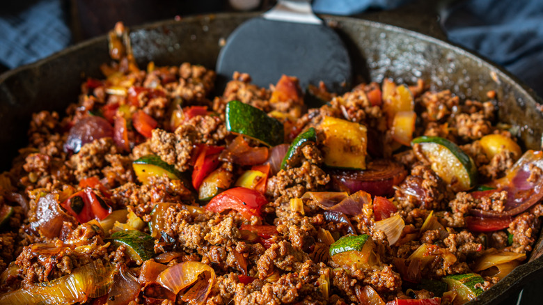 browned beef and vegetables