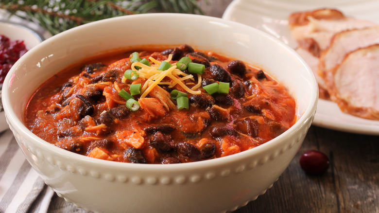 Bowl of chili with cheese