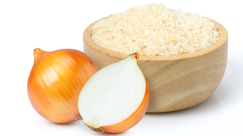 whole onion and onion flakes