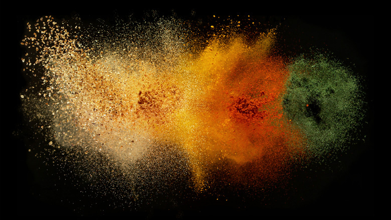 Spices exploding in the air