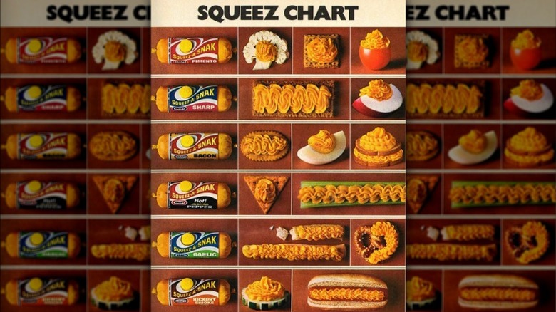 A Kraft "Squeez Chart," showing the various ways that you can use Kraft Squeez-A-Snak