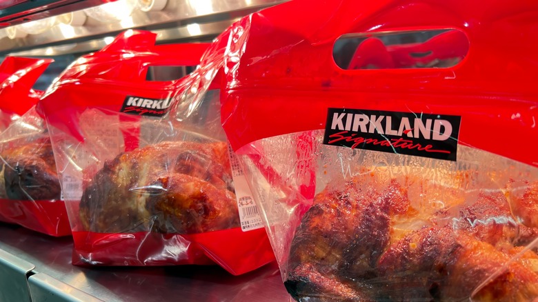 Rotisserie chickens packed in hot food bags