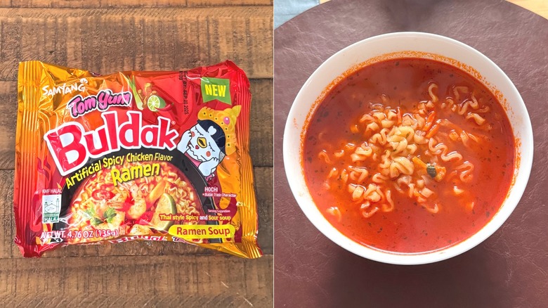 Tomyum Buldak ramen packet and noodles